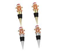 CIYODO 4pcs Christmas Themed Decorative Wine Bottle Stopper Metal Beverage Sealers in Gold and Silver Leakproof Reusable Wine Preservers for Holiday Parties and Festive Table Decoration