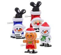 CIYODO 4pcs Christmas Wind-up Set with Santa Claus, Snowman, Gingerbread Man - Clockwork Walking and Inverted Figures for Xmas Party and Holiday Fun