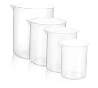 CIYODO 4Pcs Clear Plastic Measuring Cups Shaped Spout for Lab Kitchen Cooking Baking Mixing Transparent Food-Grade Reusable Measuring Cups