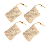 CIYODO 4pcs Cotton Linen Soap Pouches with Drawstring Foaming Mesh Bags for Bathing and Skin Cleansing Easy Hanging Storage Suitable for All Ages Home Bathroom Use