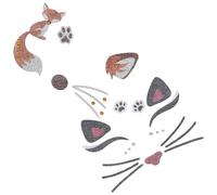CIYODO 4pcs Cute Animal Face Stickers Cat and Fox for Party Makeup, Skin-friendly and Easy Application Acrylic Paper Decals, for Concerts and Weddings