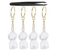 CIYODO 4pcs Dog Hair Memorial Keychain Abs Fur Holder Portable Keepsake Charm with Tweezers Stylish Pet Hair Collector Can Be Put on Keys Or Bag