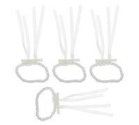 CIYODO 4pcs Faux Pearl Corsage Bracelet for Bridesmaid and Bride, Elastic Wristband with Comfortable Fit and Easy to Wear Fabric Ribbon, for Wedding Preparations and DIY Flower