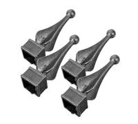 CIYODO 4pcs Fence Finials Iron Post Caps Decorative European Style Ornate Spire Tips for Garden Lawn Railings Welding Installation Black
