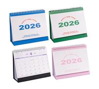 CIYODO 4pcs Flip Desk Calendar with Standing Design for Office Professionals Compact English Year Planner with Daily Habit Tracker Artistic Desktop Ornament for Goal Management