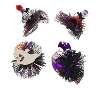 CIYODO 4pcs Halloween Pet Hair Clips Lightweight Tulle Mesh Hairpins for Dogs and Cats Comfortable Costume Accessories for Day Dead and Horror Party Decorations