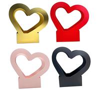 CIYODO 4Pcs Heart Shaped Hollow Paper Flower Packing Boxes Portable Floral Gift Bags for Weddings Birthdays Festivals Pink Red Black Gold