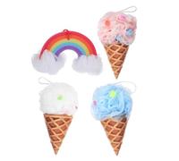 CIYODO 4pcs Ice Cream Bath Sponge Soft Body Loofah for Shower Exfoliating Gentle Foam Cleansing Lightweight Portable Bath Scrubbers