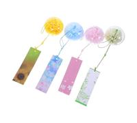 CIYODO 4pcs Japanese Wind Chimes Glass Cherry Blossom Bells for Indoor Outdoor Garden Patio Balcony Decoration with Soothing Melodic Sounds and Romantic Spring Flower Accent