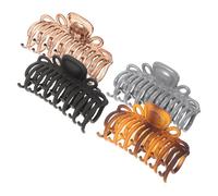 CIYODO 4pcs Large Hair Claws Leopard Print and Transparent Hair Clamp for Women Mixed Colors Blue Gray Glossy Amber Matte Transparent Brown Black Frosted Strong Hold Styling