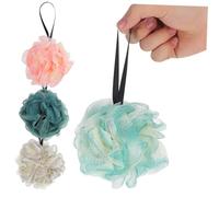 CIYODO 4pcs Large Shower Loofahs Foaming Bath Sponges for Exfoliating and Cleansing Oversized Body Wash Puff for Family Use in Blue Coffee and Navy Shades