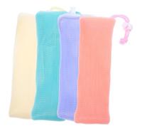 CIYODO 4pcs Mesh Soap Pouches with Drawstring Soft Foaming Nets for Bathing and Facial Cleansing Multi-color for Soap Storage and Skin Massage Easy to Hang Bathroom Organizer