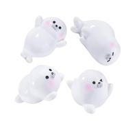 CIYODO 4pcs Miniature Seal Figurines Ocean Themed Resin Sea Animals Detailed Tiny Animal Decorations for Micro Landscape Office Desk and Home Ornament Collection