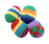 CIYODO 4pcs Multicolored Crochet Juggling Balls for Preschool Activities Hand Knitted Kick Sack to Enhance Creativity and Color Learning for Indoor Play
