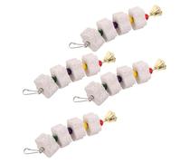 CIYODO 4pcs Natural Stone Beak Grinder for Parrots and Small Pets Versatile Hanging Chew with Bell for Cockatiel Parakeet Budgies Chinchilla Hamster Teeth Care and Cage Attachment