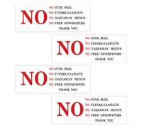 CIYODO 4Pcs No Junk Mail Stickers for Mailbox, Self-Adhesive Waterproof Vinyl Decals No Unwanted Flyers Label, Thankful Mailbox Post Signs for Indoor Outdoor Front Door Use