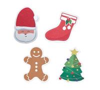 CIYODO 4pcs Non-Stick Oil Cleaning Wood Pulp Sponges Absorbent Dishwashing Scrubbers for Kitchen Holiday Christmas Tree Stocking Gingerbread Man Elderly Designs Grease Removal and Water