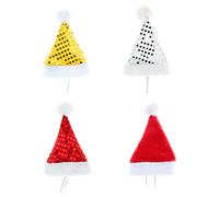CIYODO 4pcs Plush Christmas Santa Hats for Pets Adorable Xmas Headgear for Cats and Dogs Holiday Party Decoration Random Colors Comfortable Wear