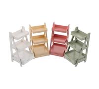 CIYODO 4pcs Scale Flower Pot Rack for Succulent Display Mini Shelf Storage Organizer in Pink Apricot White Green for Dollhouse Decoration