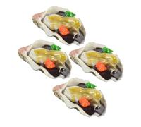 CIYODO 4pcs Seafood Barbecue Model Realistic Oysters Toy Pretend Play Kitchen Accessories Simulation Oyster Prop for Restaurant Display Party Food