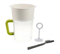 CIYODO 4PCS Soy Milk Maker Strainer Set with Filter Cup Pressing Rod Cleaning Brush Nut Milk Bag Alternative for Almond Oat Yogurt Juice Filtration Easy Clean Plastic Filter Pitcher