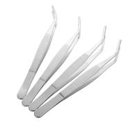 CIYODO 4pcs Stainless Steel Curved Tweezers for Gardening and Moss Terrarium DIY Precision Tools Fine Tip Tongs for Succulent Care and Bonsai Maintenance Versatile Craft and Needlework