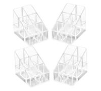 CIYODO 4pcs Transparent Acrylic Lipstick Organizer with Slots for Lip Gloss Tubes Sturdy Makeup Storage Holder for Cosmetics Display and Vanity Desk Clear Makeup Organiser for Home and