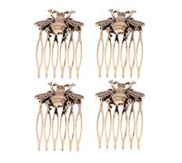 CIYODO 4pcs Vintage Alloy Bee Hair Combs Set, Antique Bridal Hair Accessories for Wedding Party, Retro Insert Side Combs Suitable for Bride and Formal Occasions