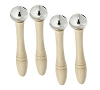CIYODO 4pcs Wooden Handle Hand Bells for Beginners Musical Rhythm Instrument Party Noise Makers Suitable for Boys and Girls and Adults for Events and Gatherings