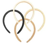 CIYODO 4pcs Woven Hairbands Lightweight Retro Head Hoops for Simple Elegant Handcrafted Thin Braided Hair Accessories in Black Beige White Brown