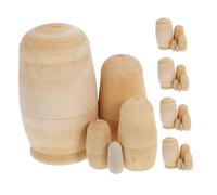 CIYODO 5 Sets DIY Matryoshka Dolls Blank Wooden Nesting Russian Dolls for Painting Smooth Surface Space Saving Stacking Design Educational Family Crafting and Home Decor