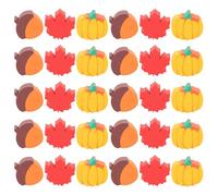 CIYODO 50pcs Autumn Mini Eraser with Hole Thanksgiving Maple Leaves Pumpkins Hazelnut Fall-Themed Pencil Erasers for Homework Rewards Classroom Parties and Seasonal School Supplies