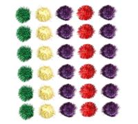 CIYODO 50pcs Cat Pom Pom Balls Interactive Ball Toy for Boys and Girls Cats Tinsel Christmas Toys Bulk Pack