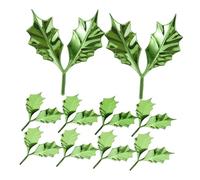 CIYODO 50pcs Green Holly Leaves Decor DIY Christmas Embellishments for Festive Projects for Holiday Crafts and Home Decoration Natural Looking Plastic Leaves