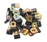 CIYODO 50pcs Rubber Coated Wire Cable Clamps Carbon Steel P Clips for Electrical Wire Management and Cord Organization, Insulated Metal Cable Cord Clips Set for Home and Industrial Use