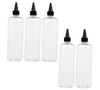 CIYODO 5pcs 500ml Pet Squeeze Bottles Pointed Mouth Applicator Bottles R24 Black Caps for Salon and Home Use