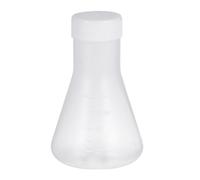 CIYODO 5pcs 50ml Plastic Conical Flasks with Lids Pp Laboratory Chemical Experiment Erlenmeyer Bottles for Science Studies and Lab Use Random Style