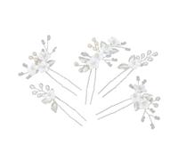 CIYODO 5pcs Bridal Hairpins Flower Hair Clips U Shaped Metal Leaf Hair Forks Wedding Accessories for Women Lightweight Comfortable Rhinestone Decor