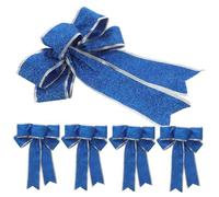 CIYODO 5pcs Christmas Bow Christmas Decoration Presents Outdoor Decor Organza Ribbon Gift Jumbo Ornaments Xmas Ornaments Ribbons for Crafts Decorations Blue