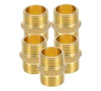 CIYODO 5pcs Copper Pipe Extension Joint Connectors Male to Male Hose Adapter Brass Pipe Fitting Coupling Straight Plumbing Fittings for Garden Water