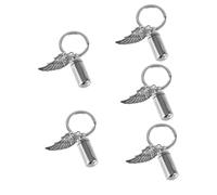 CIYODO 5pcs Dogs Ashes Urn Keychain Winged Design Pet Cremation Keepsake Pendant Memorial Keyring for Light Weight Minimalist Style