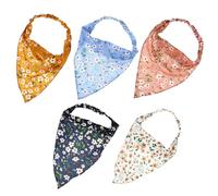 CIYODO 5Pcs Floral Printed Elastic Hair Scarves Triangle Headbands for Women Comfortable Breathable Daily Wear Photo Props Party Travel Accessories