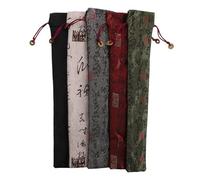 CIYODO 5pcs Folding Hand Fan Covers Cotton Linen Storage Bags Handheld Fan Cases with Drawstring for Cultural Events Daily Use Khaki Gray Black Red Green