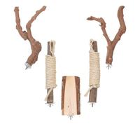 CIYODO 5pcs Large Natural Wood Perch Stand Set with Claw Grinding Forks and Rope for Parrots, Suitable for Bird Cages, African Greys, Macaws, and Parakeet Play and Exercise