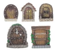 CIYODO 5pcs Mini Fairy Garden Doors for Tree Trunk Micro Garden Gnome House Accessories Bonsai Terrarium Set