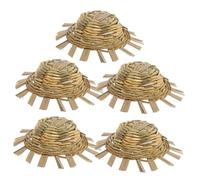 CIYODO 5Pcs Mini Straw Hats for Crafts Tiny Rustic Mexican Style Miniature Cowboy Hats for DIY Doll Decorations Party Accessories Light Yellow Diameter