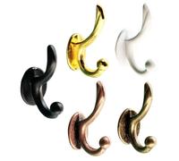 CIYODO 5pcs Miniature Dollhouse Hooks Small Wall Coat Hangers Alloy Doll Clothing Hooks for Doll Furniture Decoration in Black, White, Gold, Copper, and Bronze