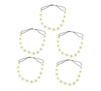 CIYODO 5PCS Small Daisy Flower Hairband Yellow Center Floral Headbands for Women Wedding Party Birthday Accessories Charming Fresh Design