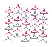 CIYODO 60pcs Mini Doll Clothes Hangers Dress Holders for Doll Closet Organization Room Accessories Pink and Silver Coat Hangers