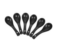 CIYODO 6Pcs Black Ceramic Soup Spoons Practical and Safe Restaurant Food Spoons for Soup Porridge Rice Eating Environmentally Friendly and Smooth Design